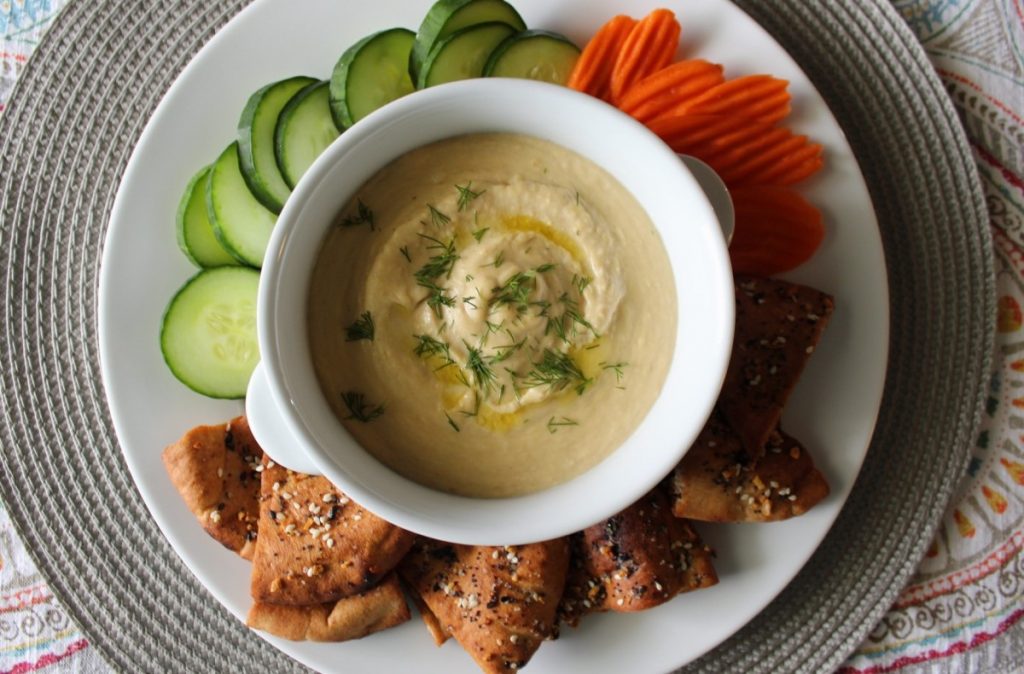 Warm Hummus & Baked Pita Chips - Fit & Flourish