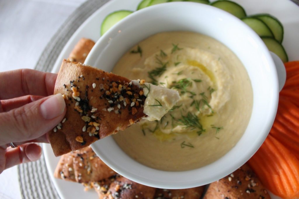 Warm Hummus & Baked Pita Chips - Fit & Flourish