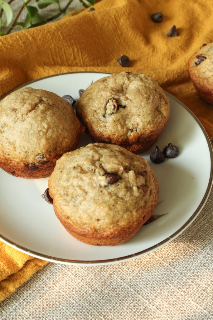 Plant-based Chocolate Chip Banana Muffins (oil-free)